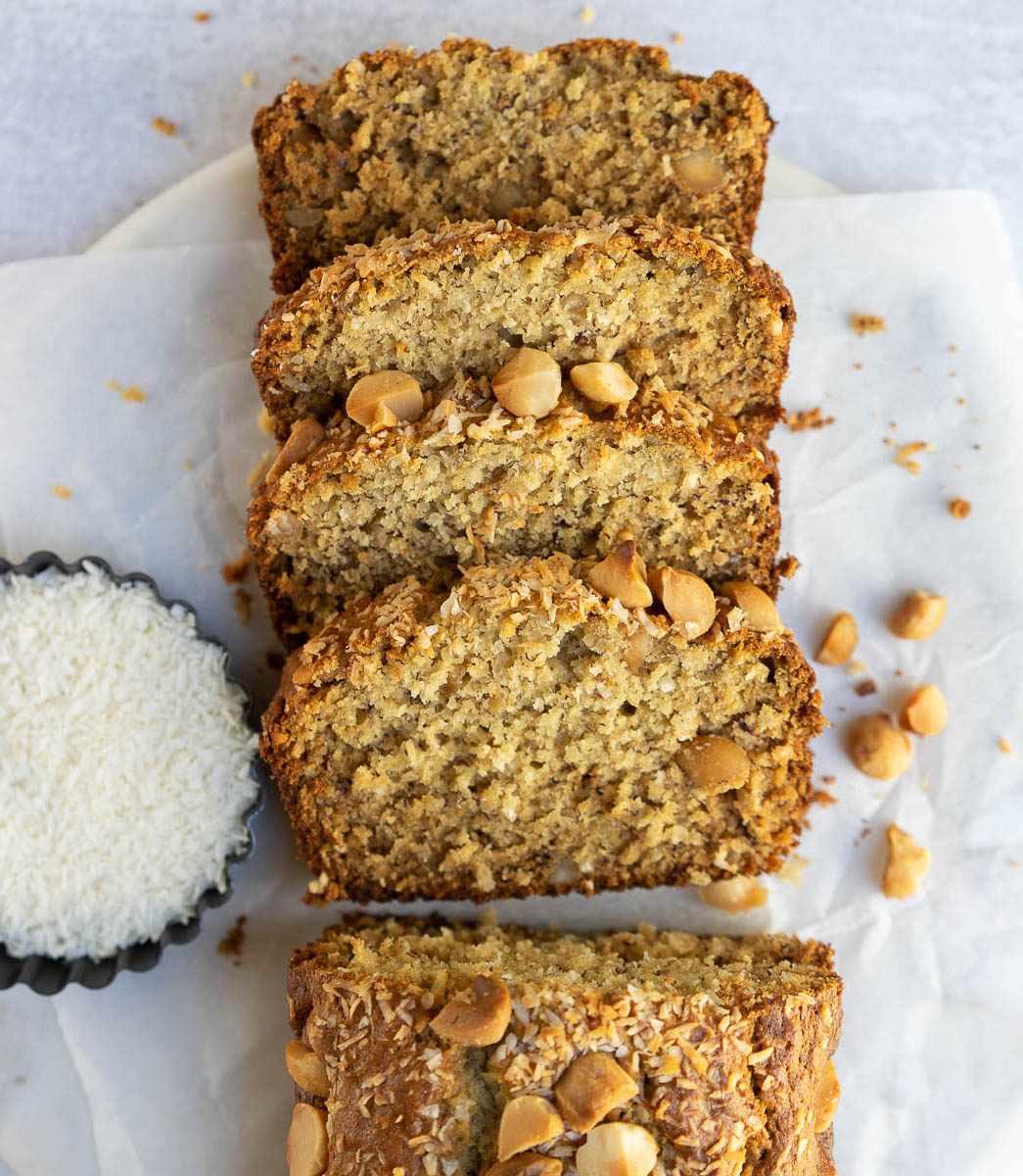 coconut macadamia banana bread