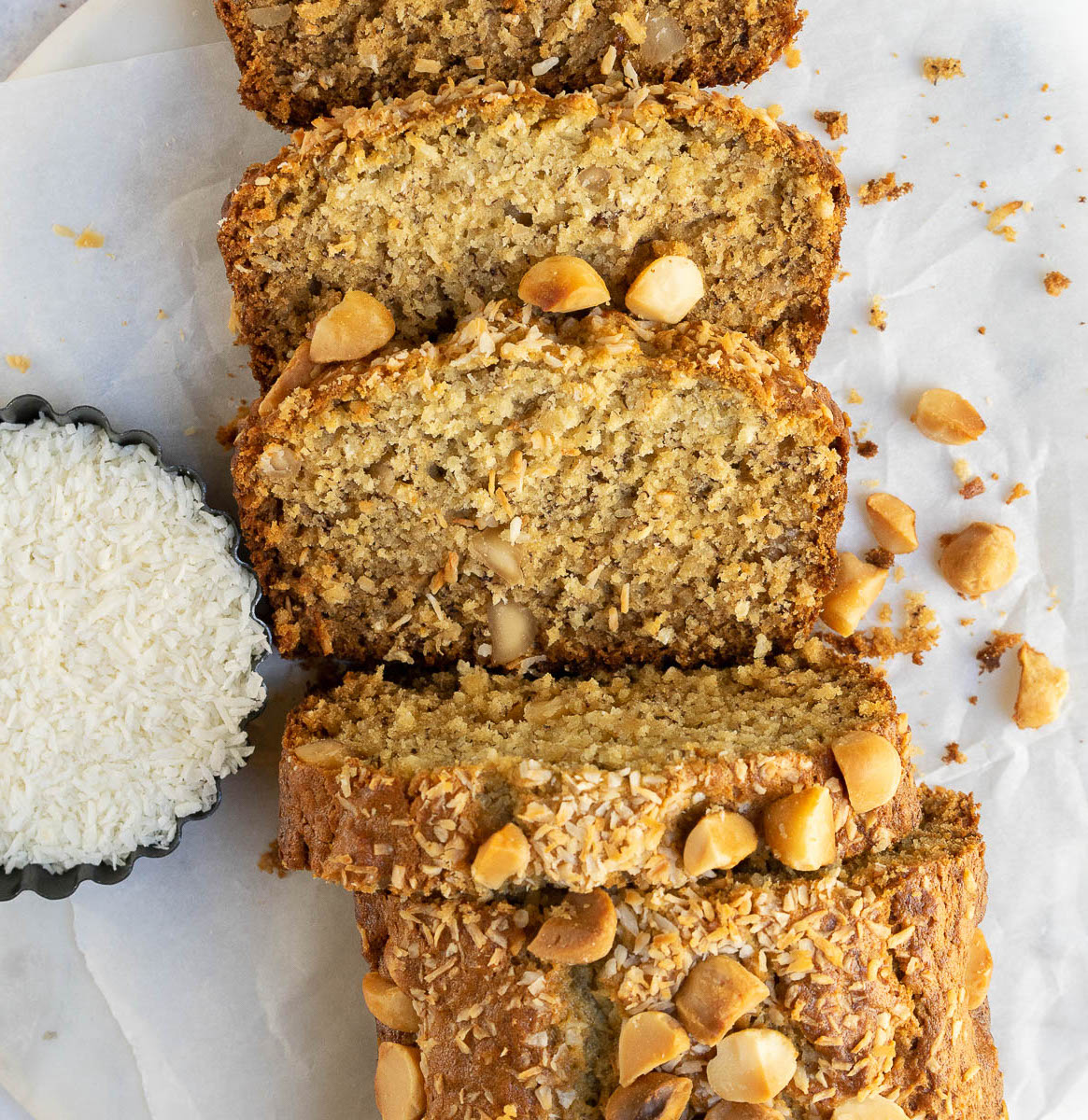 coconut macadamia banana bread