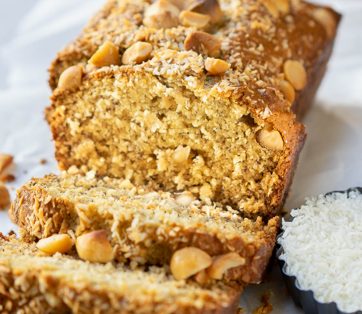 coconut macadamia banana bread