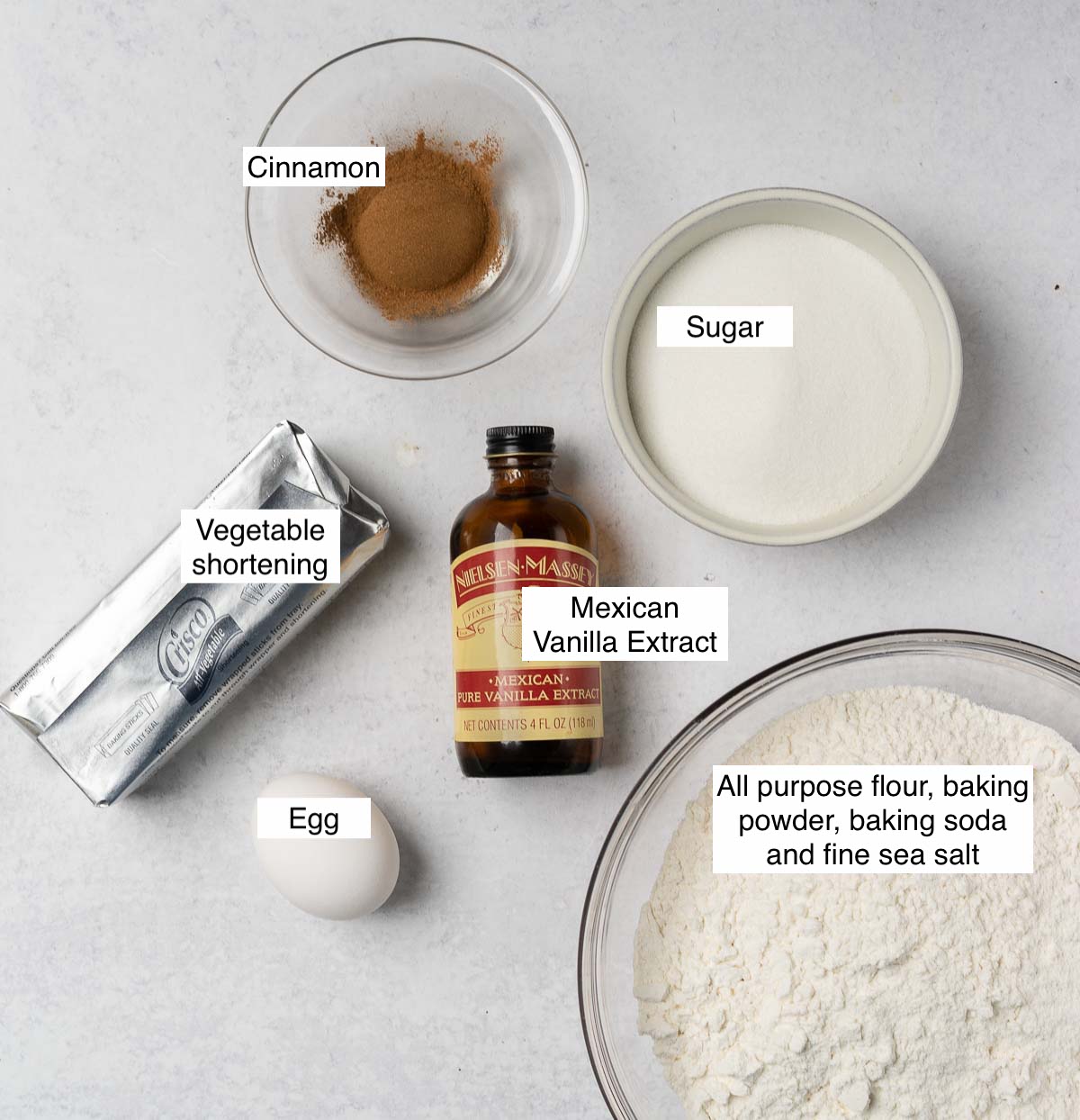 ingredients to make cinnamon cookies.