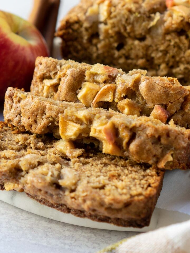 banana apple bread recipe showing diced apples on top