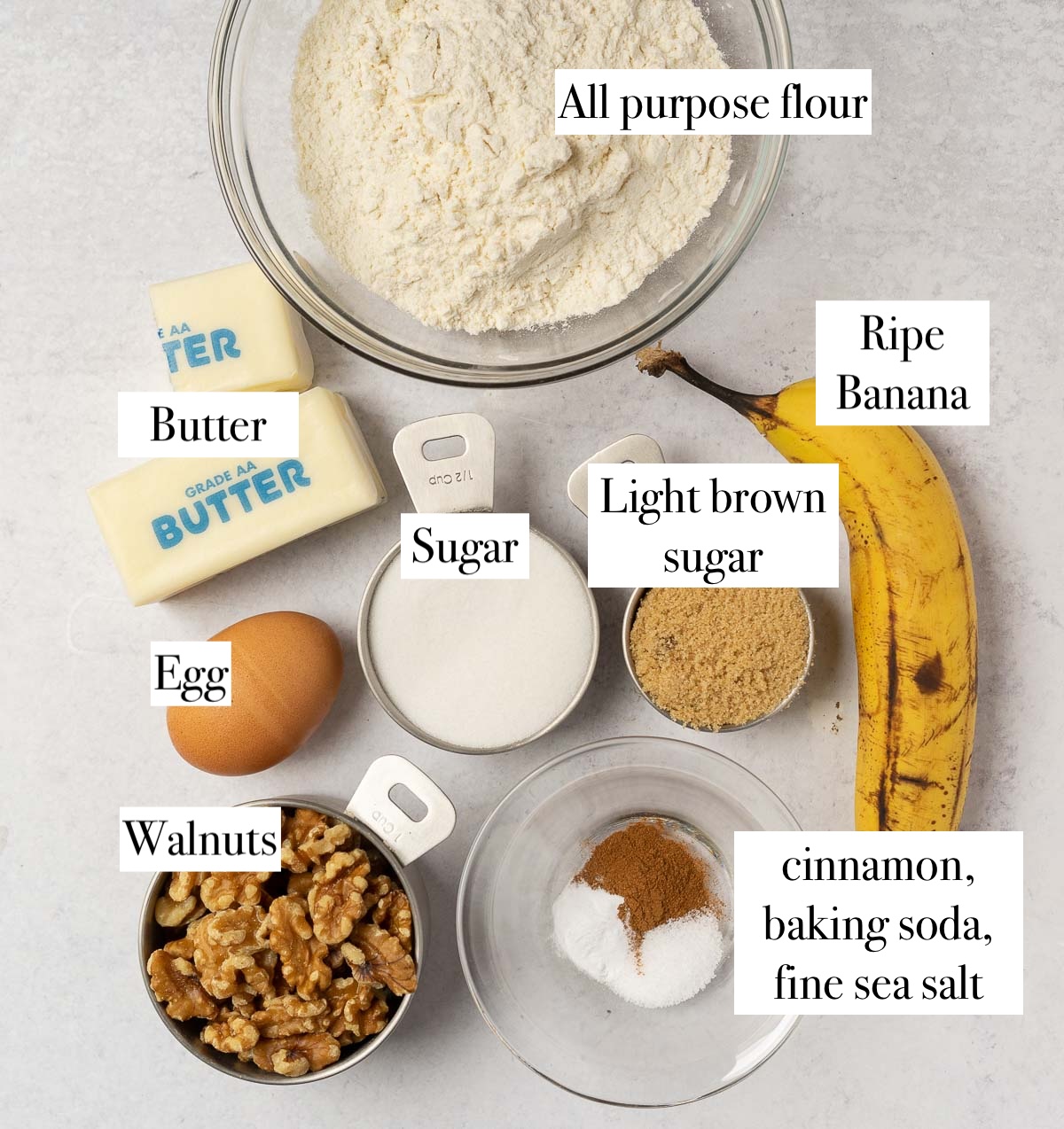 ingredients to make banana bread cookies.