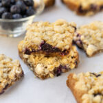 blueberry blondies with crumble topping.