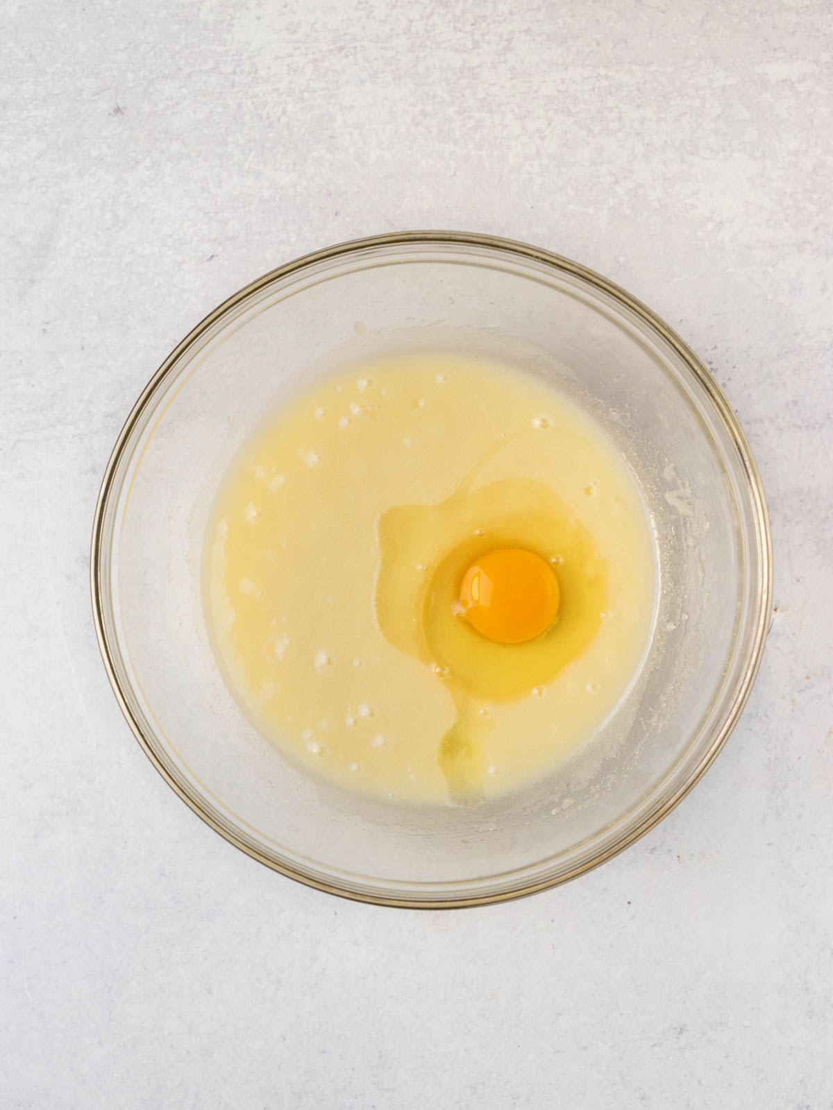 Egg added to batter.