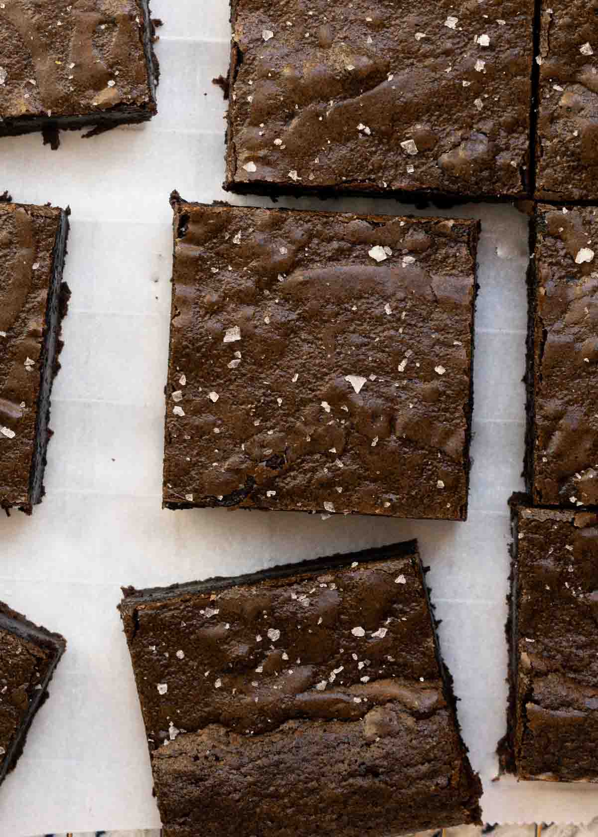 Fudgy Espresso Chocolate Brownies sliced.