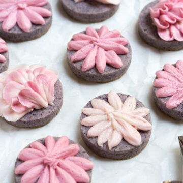 Soft Cut-Out Blueberry Lemon Sugar Cookies with buttercream frosting.