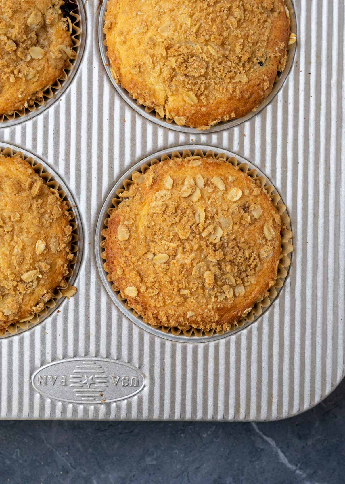 blueberry muffins with streusel topping.