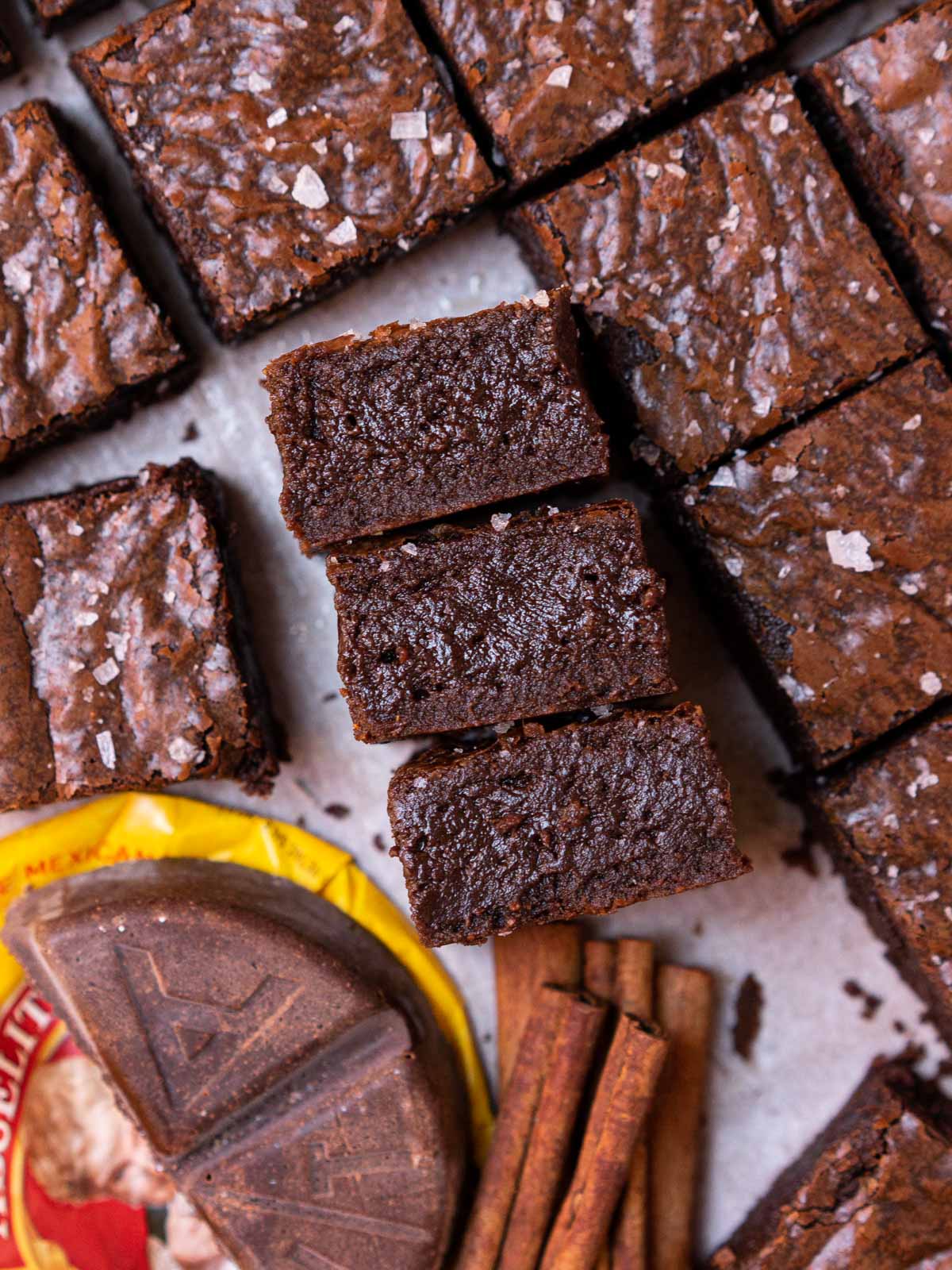 mexican hot chocolate brownie squares.
