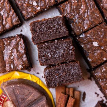 sliced fudgy mexican brownies.