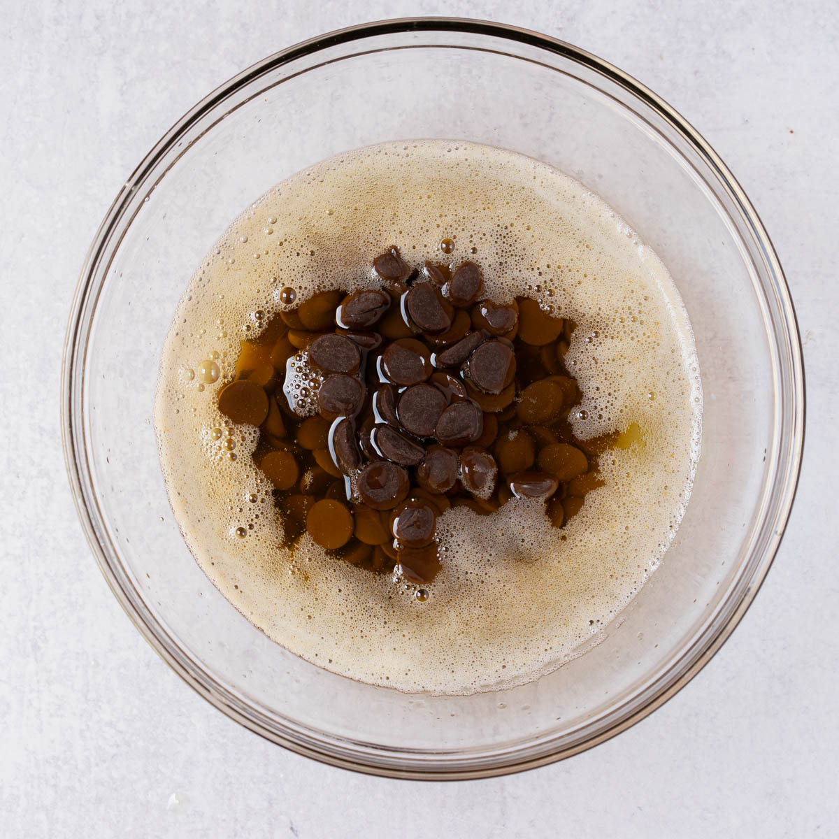 chocolate chips in brown butter.