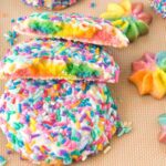 rainbow butter cookies with sprinkles.
