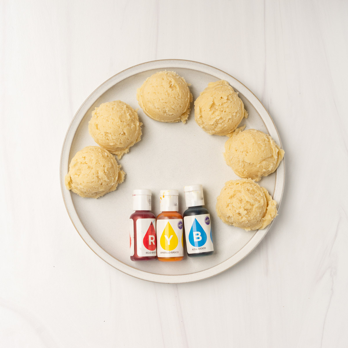 cookie dough with food gels.
